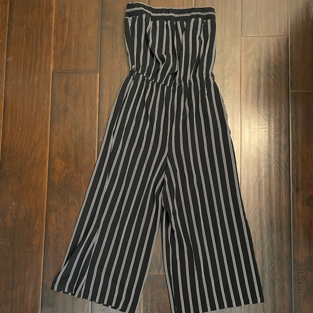 Black and White Striped Jumpsuit